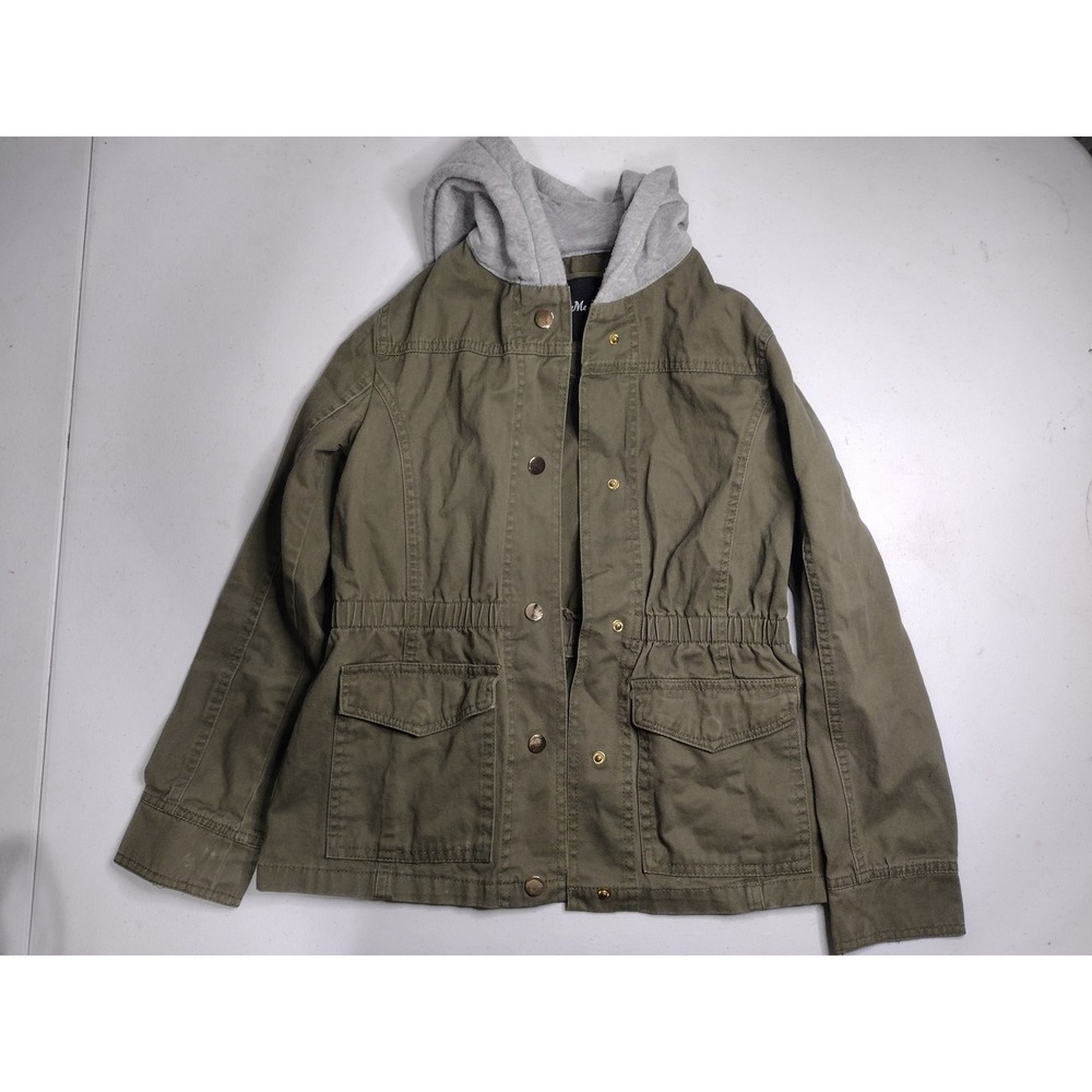 Me Jane Kids Olive Green Utility Field Jacketโ with Grey Hood Size 10